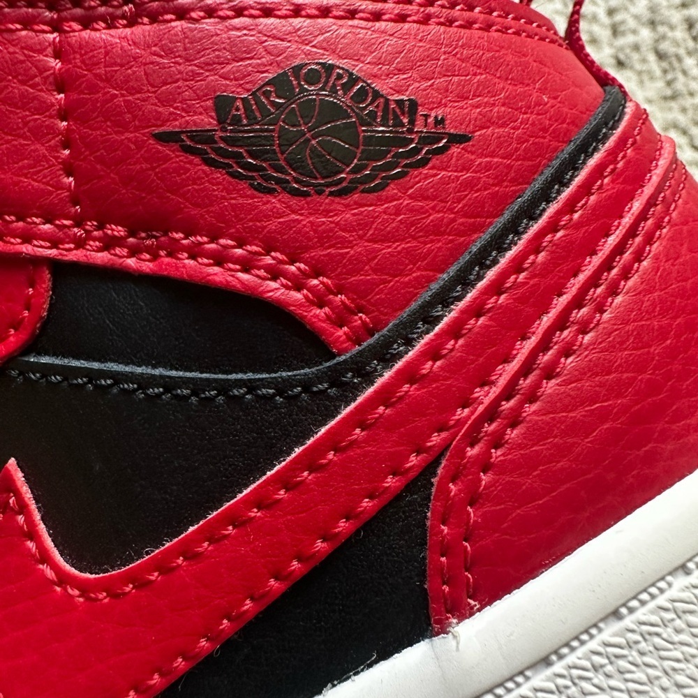 Nike Air Jordan Kids Black & Red High-Top Sneakers - Picture 6 of 16